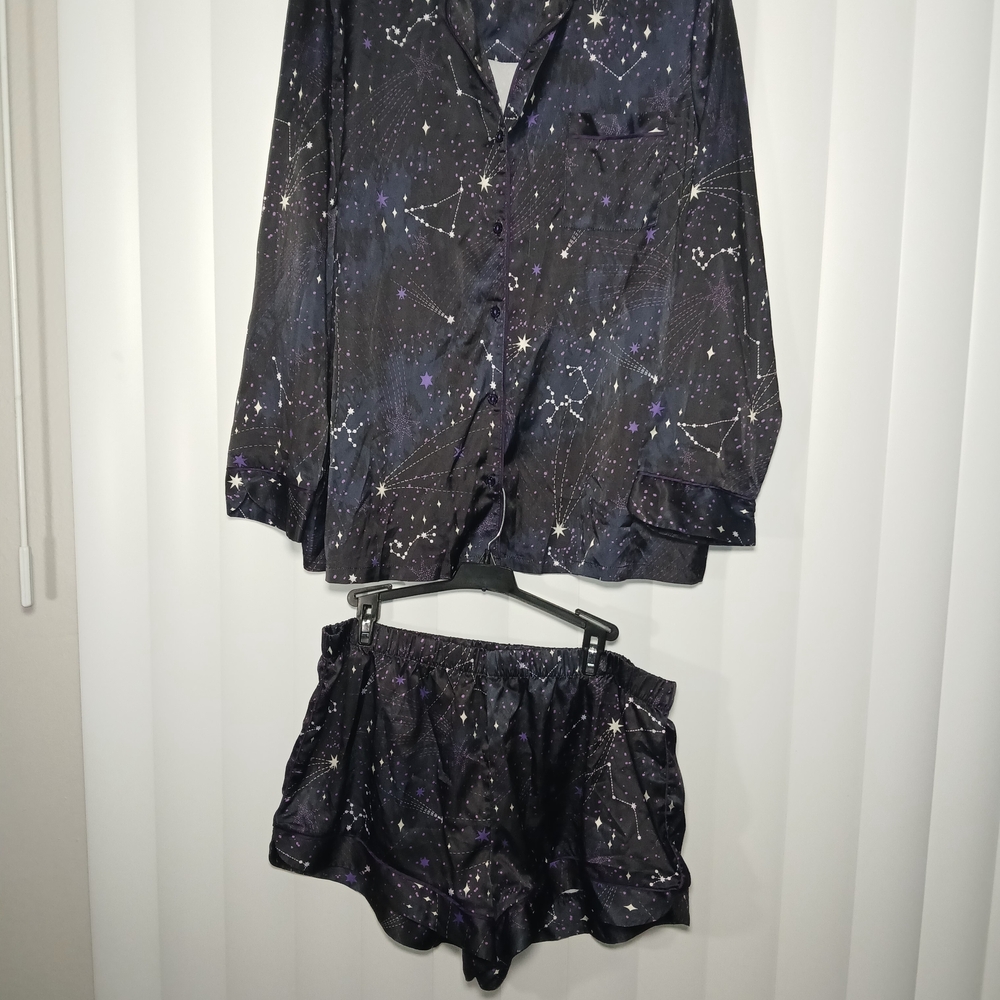 Adore Me Black and Purple Constellation Pajama Top - Picture 2 of 5